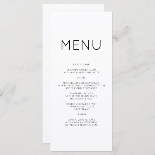 Menu Monogramme Moderne (Devant / Derrière)