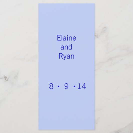 Menu Monogramme moderne - Bleu (Dos)