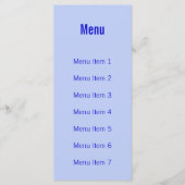 Menu Monogramme moderne - Bleu (Devant)