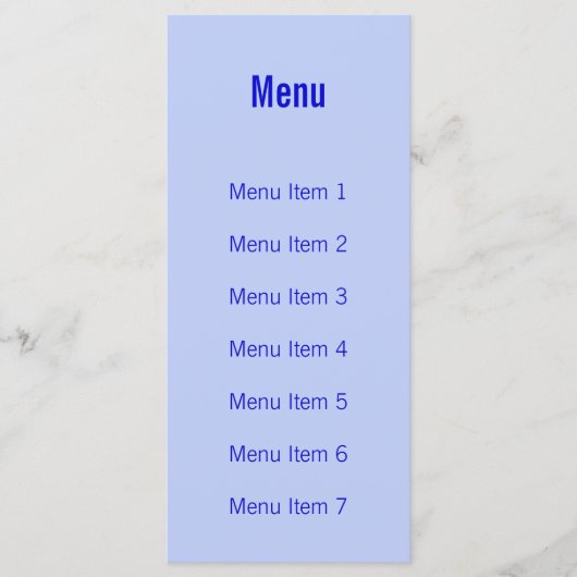 Menu Monogramme moderne - Bleu (Devant)