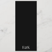 Menu Monogramme moderne élégant Mariage noir blanc (Dos)