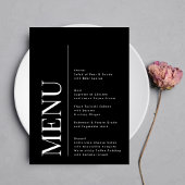 Menu Monogramme moderne élégant Mariage noir blanc