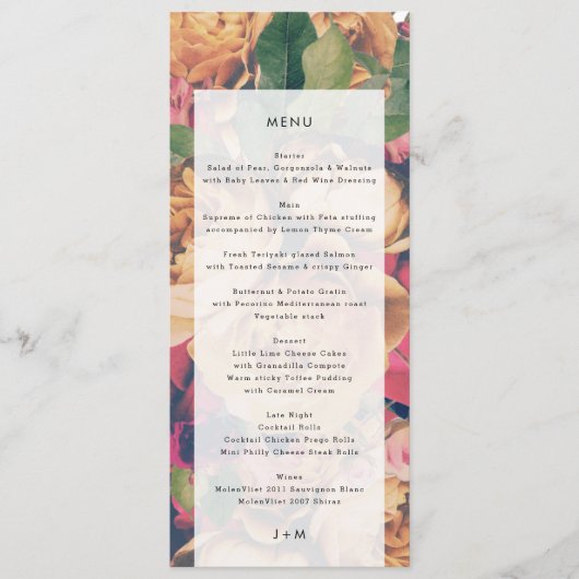 Menu Monogramme moderne Floral Boho Mariage (Devant)