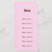 Menu Monogramme moderne - Rose et Brown (Devant / Derrière)