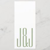 Menu Monogramme moderne Sage Vert Mariage blanc (Dos)