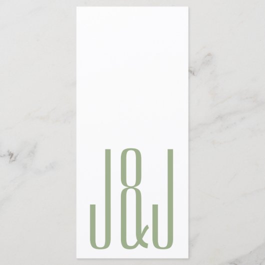 Menu Monogramme moderne Sage Vert Mariage blanc (Dos)