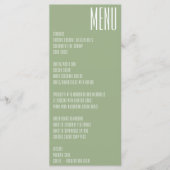 Menu Monogramme moderne Sage Vert Mariage blanc (Devant)