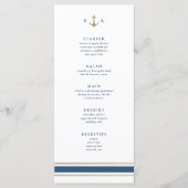 Menu Monogramme nautique Or et Mariage bleu (Devant)