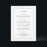 Menu Monogramme noir et blanc intemporel Mariage modern<br><div class="desc">Menus mariages modernes avec un design simple mais élégant avec votre monogramme en haut et vos détails entourés d'une bordure.</div>