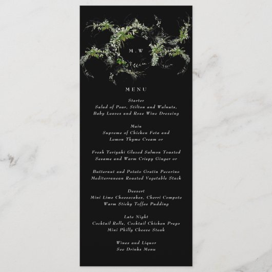 Menu Monogramme noir Premium | Mariage de couronne d'eu (Devant)