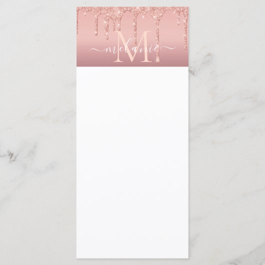 Menu Monogramme Nom Texte Rose Gold Blush Parties scint (Dos)