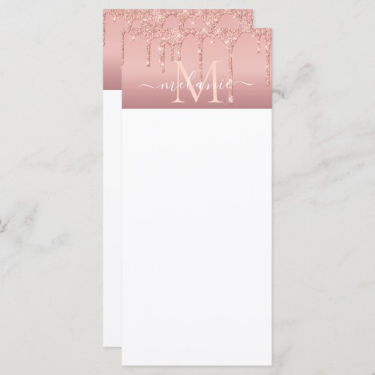 Menu Monogramme Nom Texte Rose Gold Blush Parties scint (Devant / Derrière)