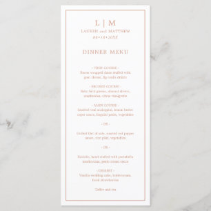 Menu Monogramme Rose Simple Élégant Mariage