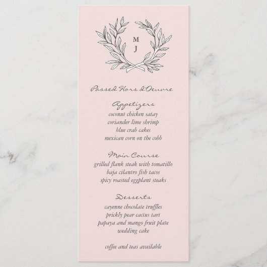 Menu Monogramme rustique rousse Wreath Weddin Accueil M (Devant)