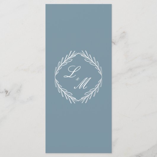 Menu Monogramme Script Branch Dusty Blue Wedding Progra (Devant)