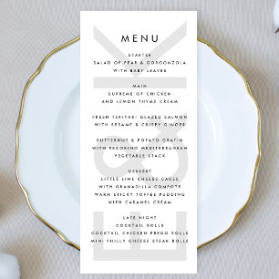 Menu Monogramme simple noir ultra moderne