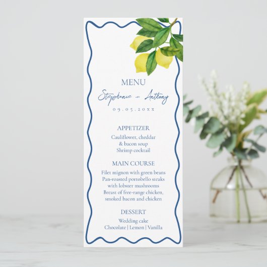 Menu Monogrammes Citrus citron, Mariage frontalier de l (Debout devant)