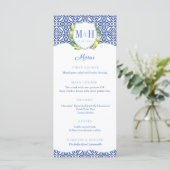 Menu Monogrammes Lemons Carreaux bleus Wedding shower (Debout devant)