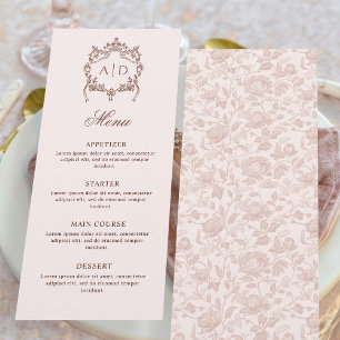Menu Monogrammes Mariages Vintage classique