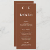 Menu Monogrammes minimalistes en terre cuite Mangeons u (Devant / Derrière)