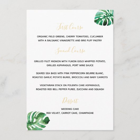 Menu Monstera Leaf (Voorkant)