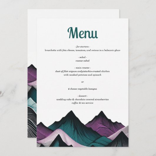 Menu Montagne violette et Turquoise (Devant / Derrière)