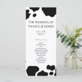 Menu Moo Cow Spots Imprimer Black White Wedding Program (Debout devant)