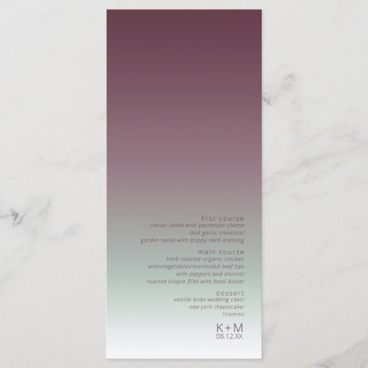 Menu Mood Gradient Mariage Bourgogne Mist ID741 (Devant)
