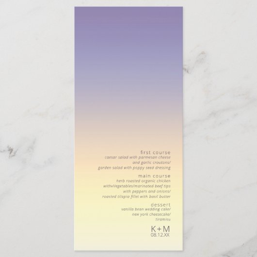 Menu Mood Gradient Mariage Indigo Sunset ID741 (Devant)