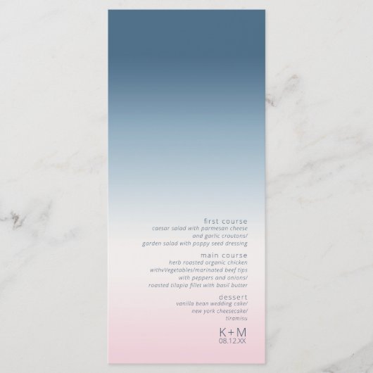 Menu Mood Gradient Mariage Prussian Sky ID741 (Devant)
