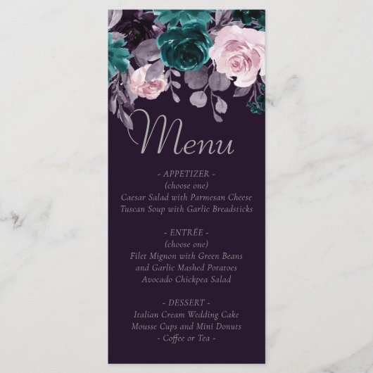 Menu Moody Boho | Grotte foncée pourpre et Turquoise (Devant)