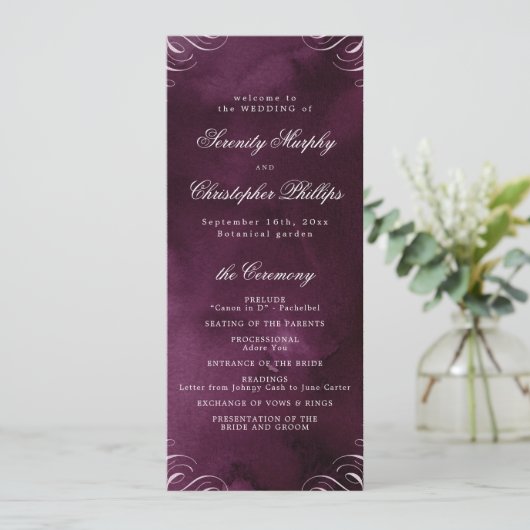 Menu Moody classique Masala Calligraphy Wedding Program (Debout devant)