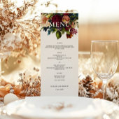 Menu Moody Floral Burgundy dîner Mariage