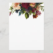 Menu Moody Floral Burgundy dîner Mariage (Dos)