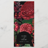 Menu Moody Florals Arc Noir Bourgogne Rouge Mariage (Dos)
