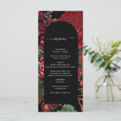 Menu Moody Florals Arc Noir Bourgogne Rouge Mariage (Debout devant)