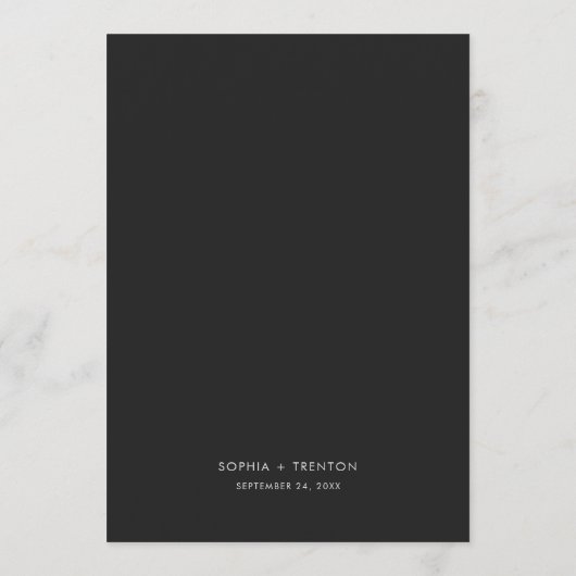 Menu Moody foncé minimal Mariage simple (Dos)