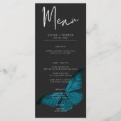 Menu Moody foncé minimaliste Mariage Moth Turquoise (Devant)