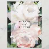 Menu Moody rustique et romantique pivoines floral botan (Dos)