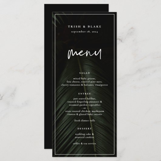Menu Moody Tropics Mariage (Devant / Derrière)