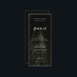Menu Moody Tropics Mariage<br><div class="desc">Moody Tropics,  menu mariage. Arrière - plan photographique en feuille de palmier foncé.</div>
