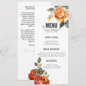 Menu + mooie tekst Marble Dreams Oranje Roos (Voorkant / Achterkant)