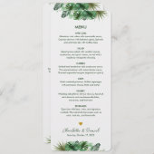 Menu Motif d'aquarelle topique | MARIAGE (Devant / Derrière)