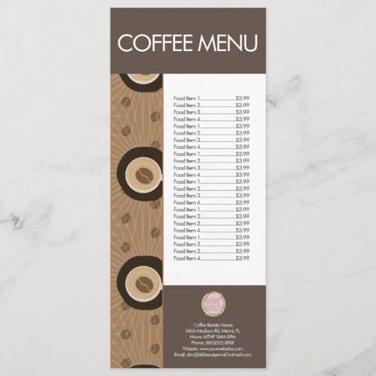 Menu Motif de café moderne (Devant)