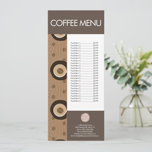 Menu Motif de café moderne (Debout devant)