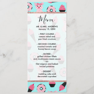 Menu Motif de cône de crème glacée à la menthe rose