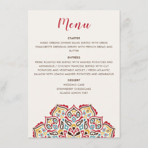 Menu Motif de mandala géométrique classique pour mariag