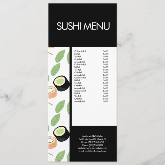 Menu Motif du restaurant asiatique Modern Sushi Ro (Devant)