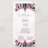 Menu Motif Girly d'impression de zèbre de papillon de (Devant / Derrière)