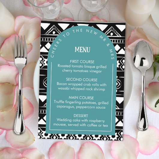 Menu Motif moderne Boho Mariage Arch Green